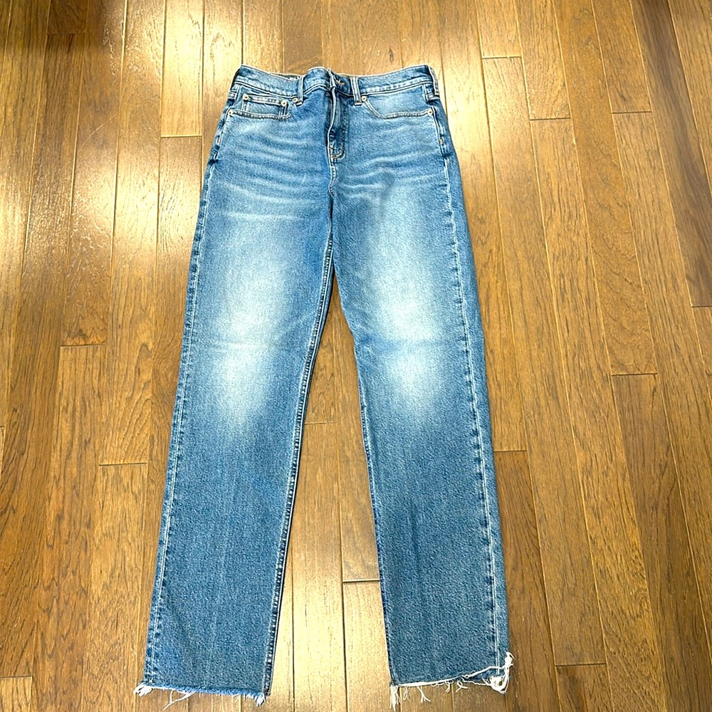 J. Crew Full Length Straight Jeans with Frayed Hem